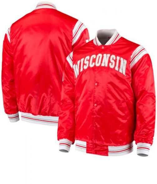 Wisconsin Badgers Starter Satin Red Jacket - Image 3