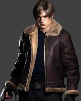 Leon Kennedy Resident Evil 4 Remake Shearling Jacket