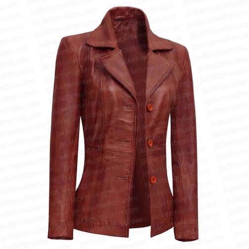 Rhea Ripley WWE Brown Leather Jacket - Image 4