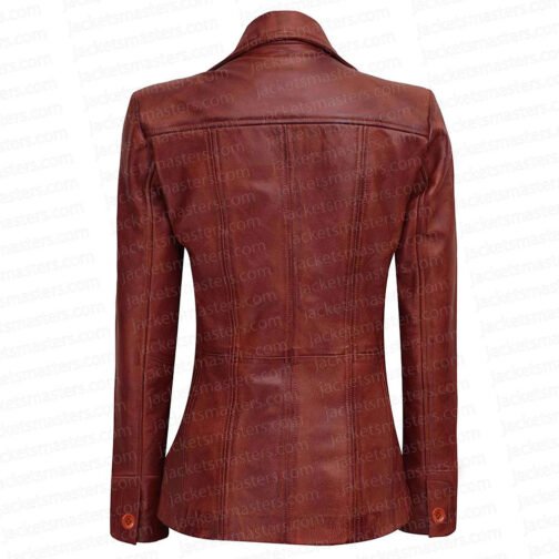 Rhea Ripley WWE Brown Leather Jacket - Image 3