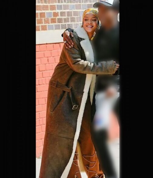 Rihanna The Bronx of New York City Shearling Leather Coat - Image 2
