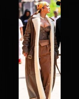 Rihanna The Bronx of New York City Shearling Leather Coat