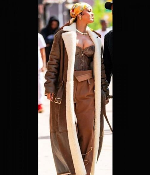 Rihanna The Bronx of New York City Shearling Leather Coat