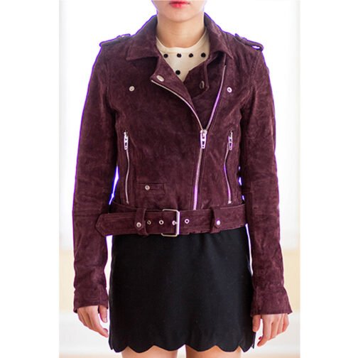 Lucifer S06 Brianna Hildebrand Burgundy Suede Jacket
