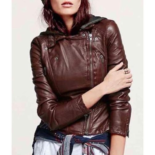 Brooklyn Nine Nine S07 Stephanie Beatriz Leather Hooded Jacket