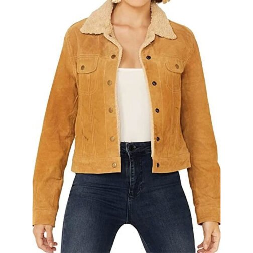 Amber Midthunder Roswell New Mexico Trucker Suede Jacket