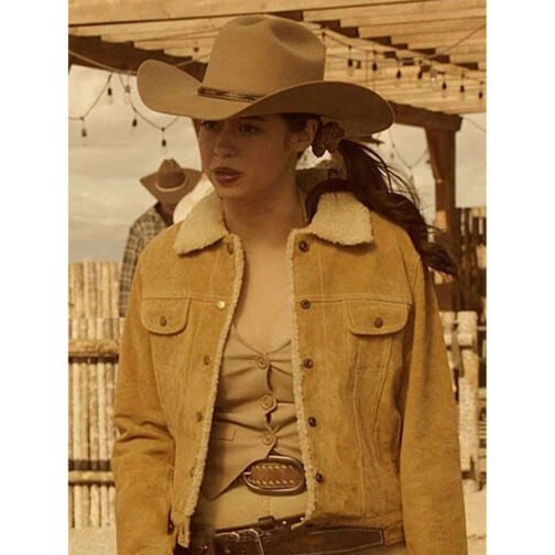 Amber Midthunder Roswell New Mexico Trucker Suede Jacket - Image 2