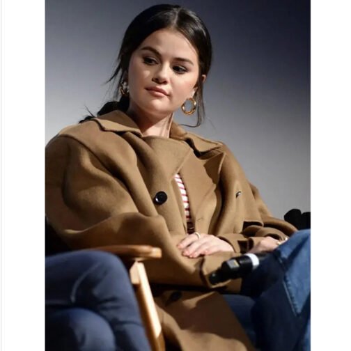 Selena Gomez Brown Trench Coat - Image 6