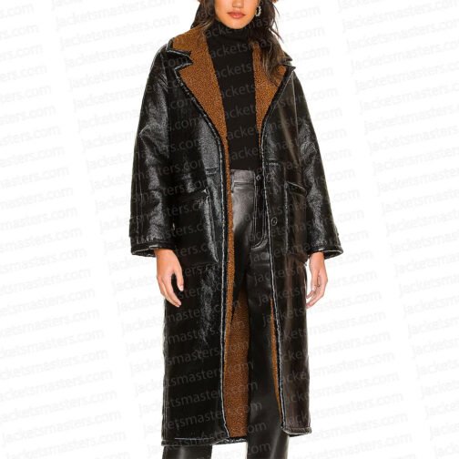 Selena Gomez Only Murders in the Building Shearling Leather Coat - Image 4