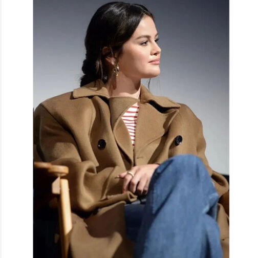 Selena Gomez Brown Trench Coat - Image 2