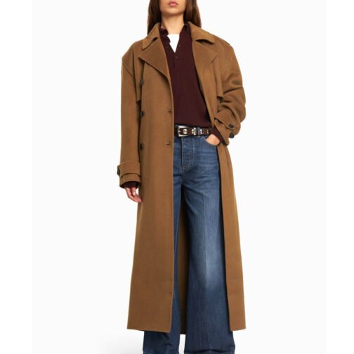 Selena Gomez Brown Trench Coat - Image 4