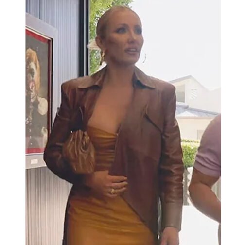 Selling Sunset Mary Fitzgerald Bonnet Leather Coat - Image 4
