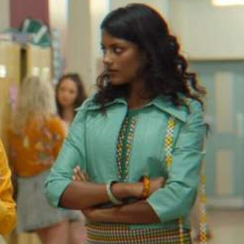 Sex Education Simone Ashley Cyan Cotton Jacket - Image 6