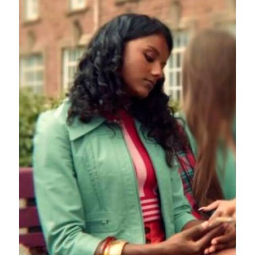 Sex Education Simone Ashley Cyan Cotton Jacket - Image 4