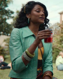 Sex Education Simone Ashley Cyan Cotton Jacket