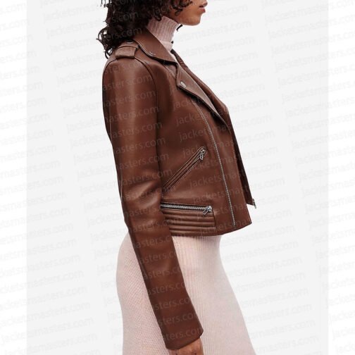Fire Country Diane Farr Brown Leather Jacket - Image 5