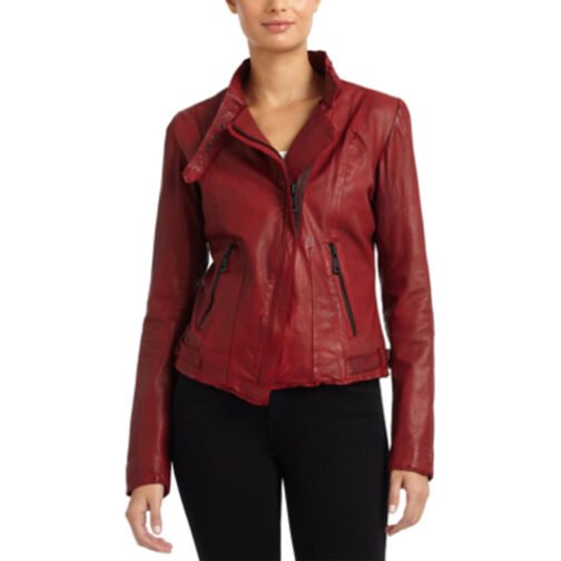 Pretty Little Liars S03 Shay Mitchell Burgundy Leather Jacket - Image 3