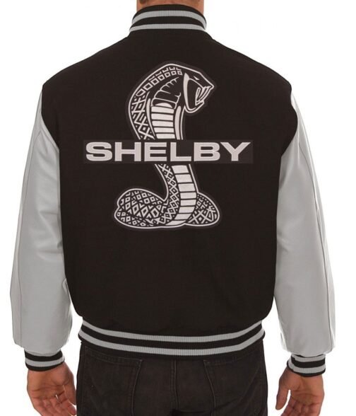 Varsity Shelby Embroidered Black and Grey Jacket - Image 2