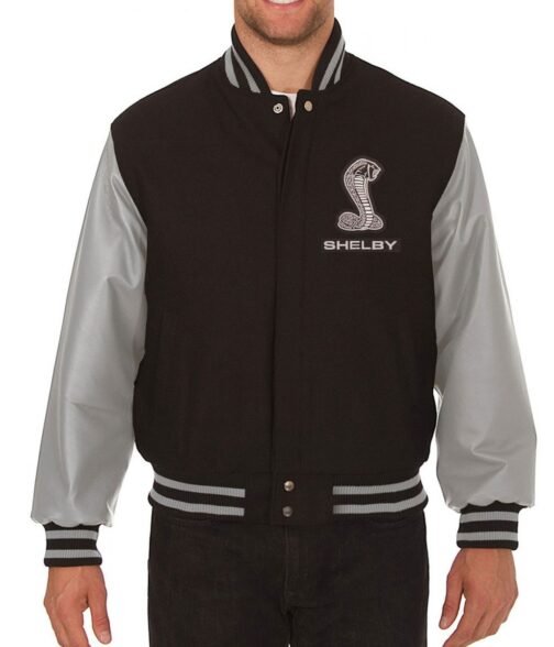 Varsity Shelby Embroidered Black and Grey Jacket