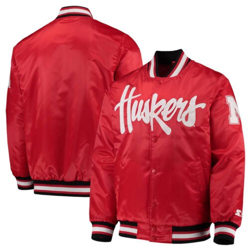 Starter Nebraska Huskers Satin Red Jacket - Image 4