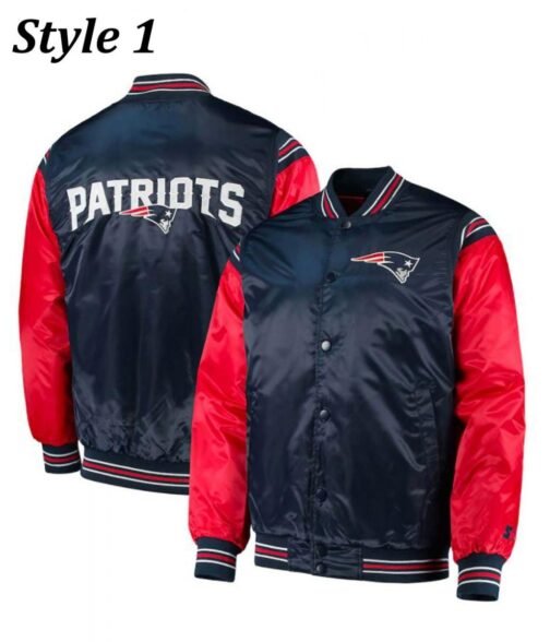 Starter Varsity New England Patriots Blue and Red Satin Jacket - Image 5