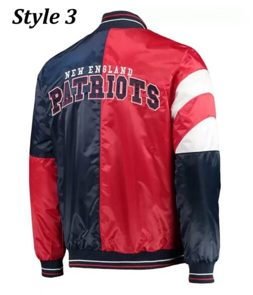 Starter Varsity New England Patriots Blue and Red Satin Jacket - Image 8