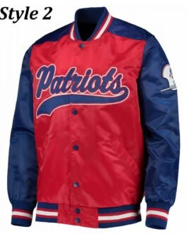 Starter Varsity New England Patriots Blue and Red Satin Jacket