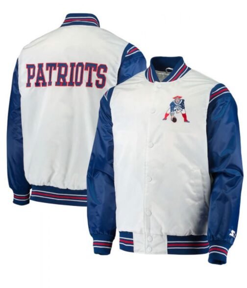 New England Patriots Renegade Historic Bomber Satin Jacket - Image 3