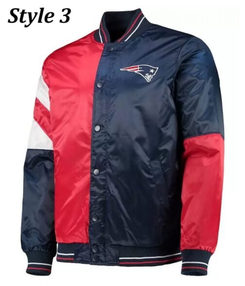 Starter Varsity New England Patriots Blue and Red Satin Jacket - Image 3