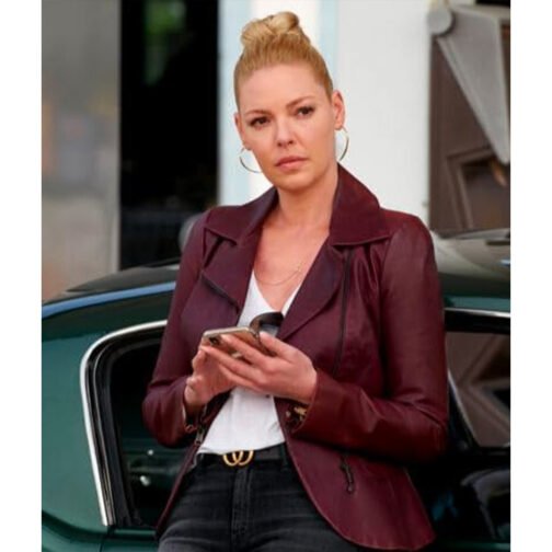 Suits Katherine Heigl Peplum Leather Jacket - Image 3
