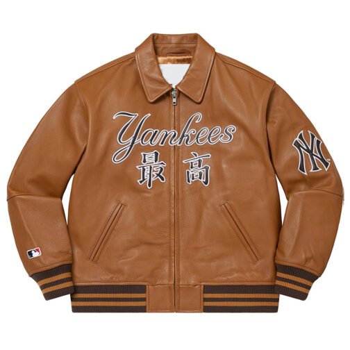 Supreme NY Yankees Varsity Leather Jacket - Image 2