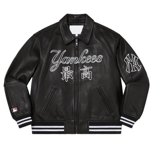 Supreme NY Yankees Varsity Leather Jacket - Image 3