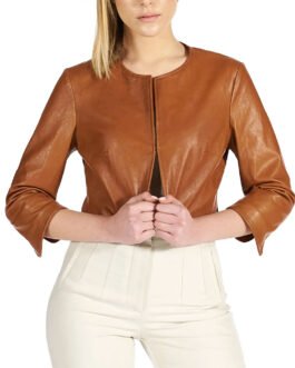 Women’s Bolero Tan Leather Jacket