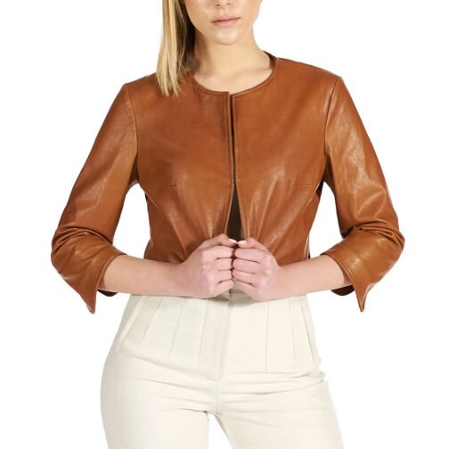 Women’s Bolero Tan Leather Jacket