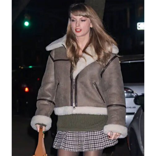 Taylor Swift Shearling Brown Leather Jacket - Image 6