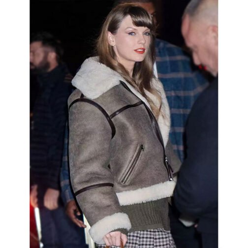 Taylor Swift Shearling Brown Leather Jacket - Image 9