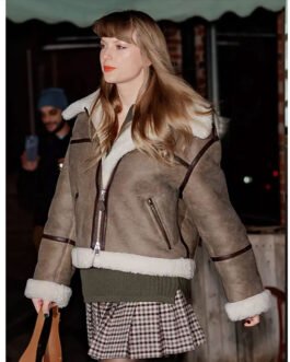 Taylor Swift Shearling Brown Leather Jacket