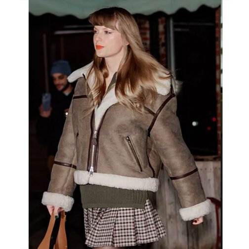Taylor Swift Shearling Brown Leather Jacket - Image 2