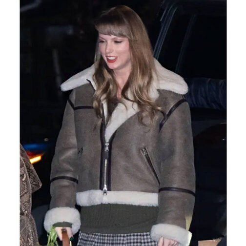 Taylor Swift Shearling Brown Leather Jacket - Image 12