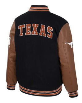 Texas Longhorns Black and Brown Letterman Jacket
