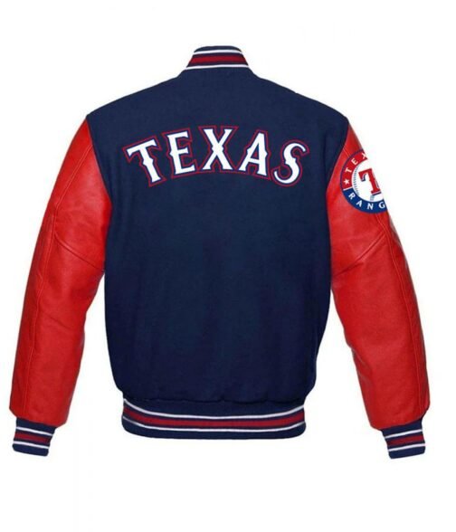 Texas Rangers MLB Red and Blue Varsity Jacket - Image 2