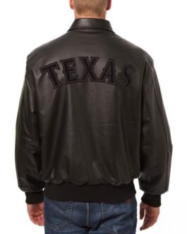 Varsity Texas Rangers Black Leather Jacket