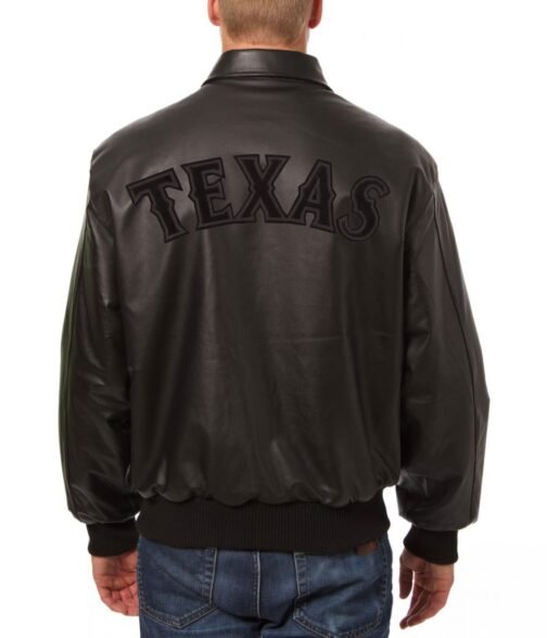 Varsity Texas Rangers Black Leather Jacket - Image 2