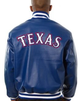 Texas Rangers Letterman Royal Blue Leather Jacket