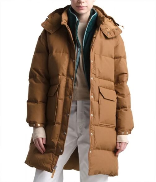 God’s Country Thandiwe Newton Puffer Brown Coat - Image 4