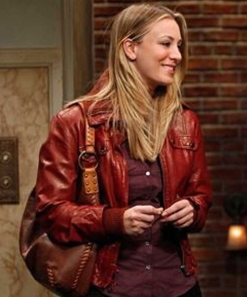 The Big Bang Theory Kaley Cuoco Burgundy Leather Jacket - Image 4