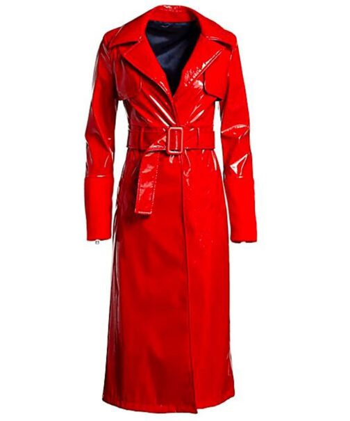 Gal Gadot Red Notice Red Leather Coat - Image 5