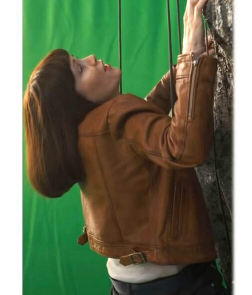 The Bubble Leslie Mann Brown Leather Jacket - Image 3