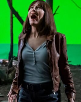 The Bubble Leslie Mann Brown Leather Jacket