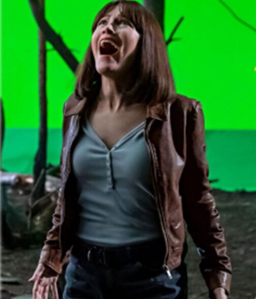 The Bubble Leslie Mann Brown Leather Jacket - Image 2